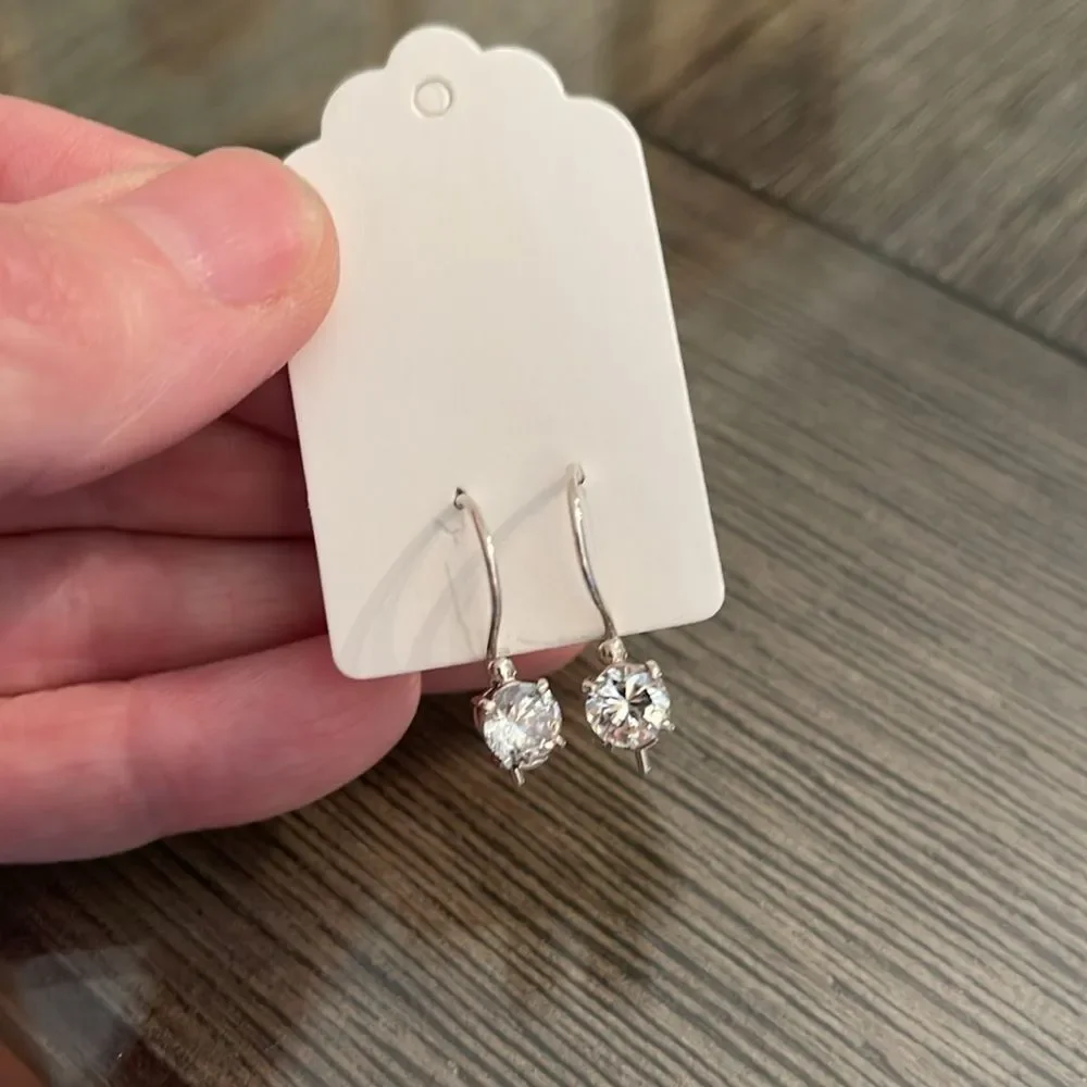 Vintage Sterling Silver Wire CZ Earrings